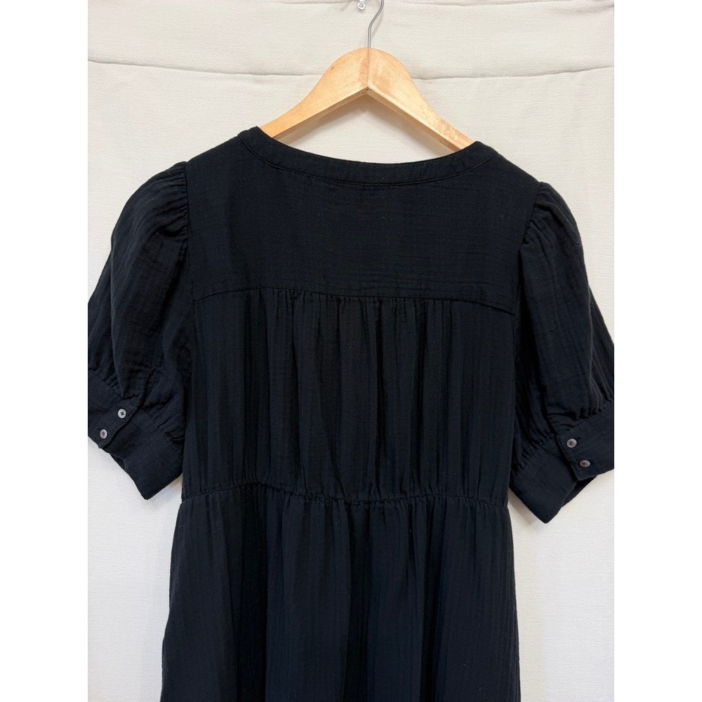 Madewell Lightspun Button-Front Tiered Midi Dress Women 16 Black | Minimalist - Picture 4 of 8
